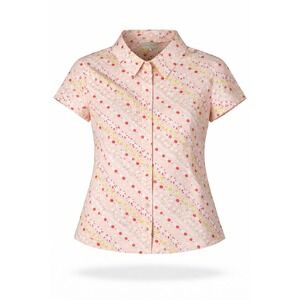i.e. Relaxed Floral Button Up Shirt Womens Small Pink Cotton Y2K Top